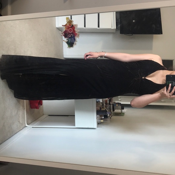 Vintage Brown Halter Prom Dress - Picture 2 of 2